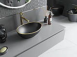 Умивальник (раковина) MEXEN ELZA BLACK GOLD EDGE накладний, фото 5