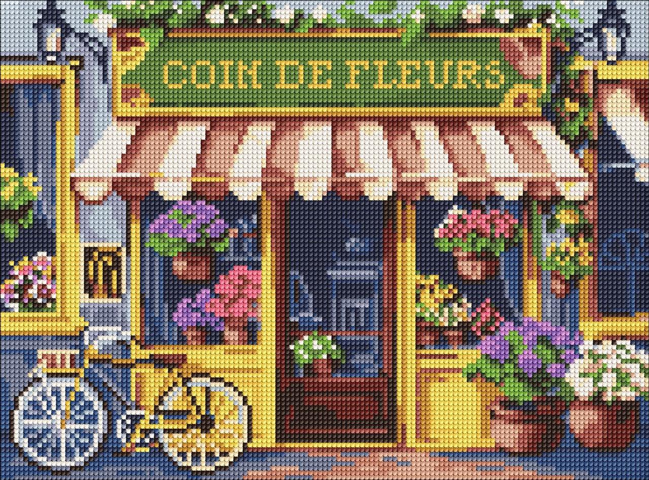 Алмазна мозаїка без підрамника Квітковий куточок 30х40 см