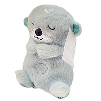 М`яка іграшка Нічник Сплюшка Видра голуба дихає колискові підсвічується 28*11*15см (M17925), фото 7