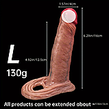 Реалістична насадка на член із кільцем для мошок 16 см, Насадка подовжувач, Інтимні іграшки, фото 4