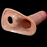 Реалістична насадка на член із кільцем для мошок 16 см, Насадка подовжувач, Інтимні іграшки, фото 5
