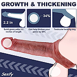 Реалістична насадка на член із кільцем для мошок 16 см, Насадка подовжувач, Інтимні іграшки, фото 6