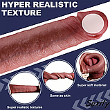 Реалістична насадка на член із кільцем для мошок 16 см, Насадка подовжувач, Інтимні іграшки, фото 10