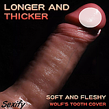 Реалістична насадка на член із кільцем для мошок 16 см, Насадка подовжувач, Інтимні іграшки, фото 7