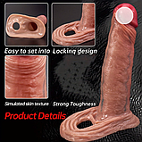 Реалістична насадка на член із кільцем для мошок 16 см, Насадка подовжувач, Інтимні іграшки, фото 9