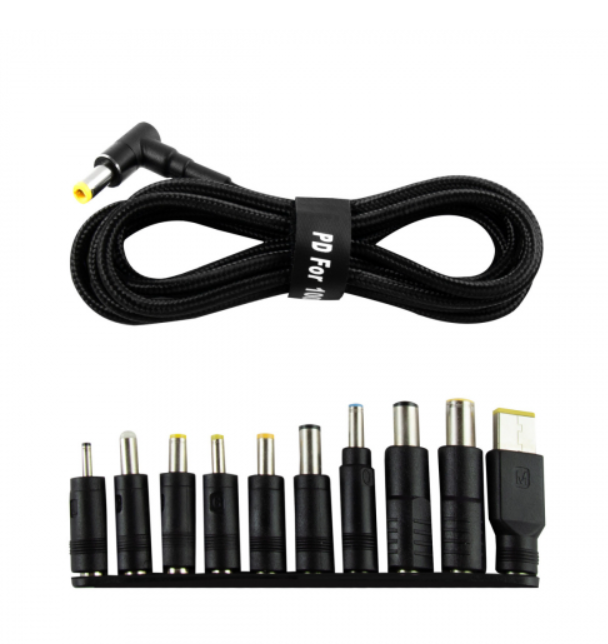 Кабель для ноутбука Type-C/DC connector з набором перехідників 1.8 м 100 Вт чорний, фото 1