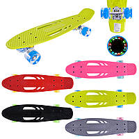 Пеніборд SC25143, Скейт Penny board 56*15 см, колеса PU світні, 5 кольорів