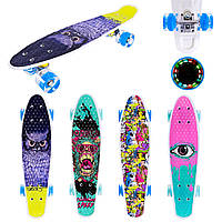 Пеніборд SC25145, Скейт Penny board 56*15 см, колеса PU світні, 4 кольори