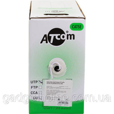 ТОП! Кабель сетевой Atcom UTP 305м cat.5e, CU, 0,5мм (3800) - (gHome), фото 1