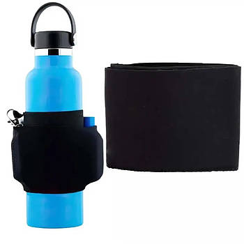 Чохол для пляшки, що розтягується, Чорний / Сумка-чохол для спортивної пляшки / Чохол з кишенею на пляшку
