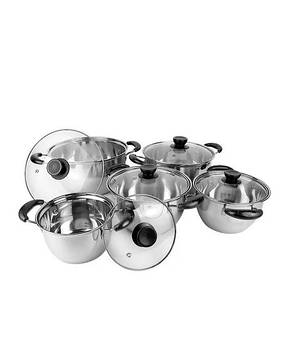 Набір каструль Ofenbach 5 каструль 10 предметів із нержавіючої сталі з кришками набір посуду для індукції
