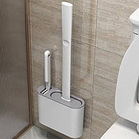 Йоржик для унітазу з гнучкою силіконовою щіткою 2в1 / Набір йоржик і щітка для туалету / Туалетний йоржик