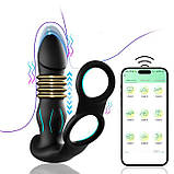 Смарт анальний вібратор, масажер простати з ерекційними кільцями на пініс і поступальними рухами, фото 7