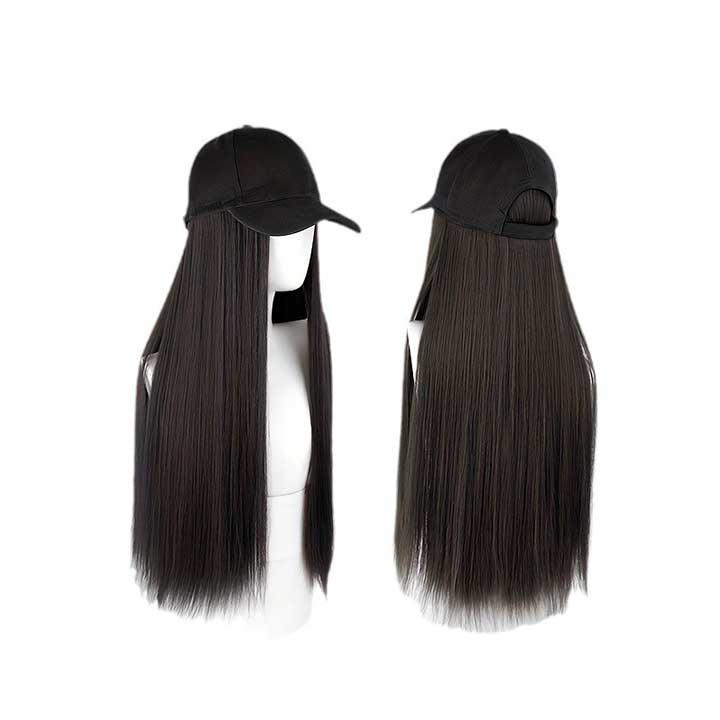 Перука кепка з волоссям 50 см Брюнетка, фото 1