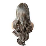 Перука сіра попеляста хвиляста без чубчика з проділом 60 см, фото 2
