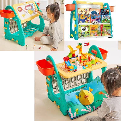 Ігровий столик конструктор місце для зберігання маркери Набір 4 в 1 з ігровими зонами для творчості стелаж