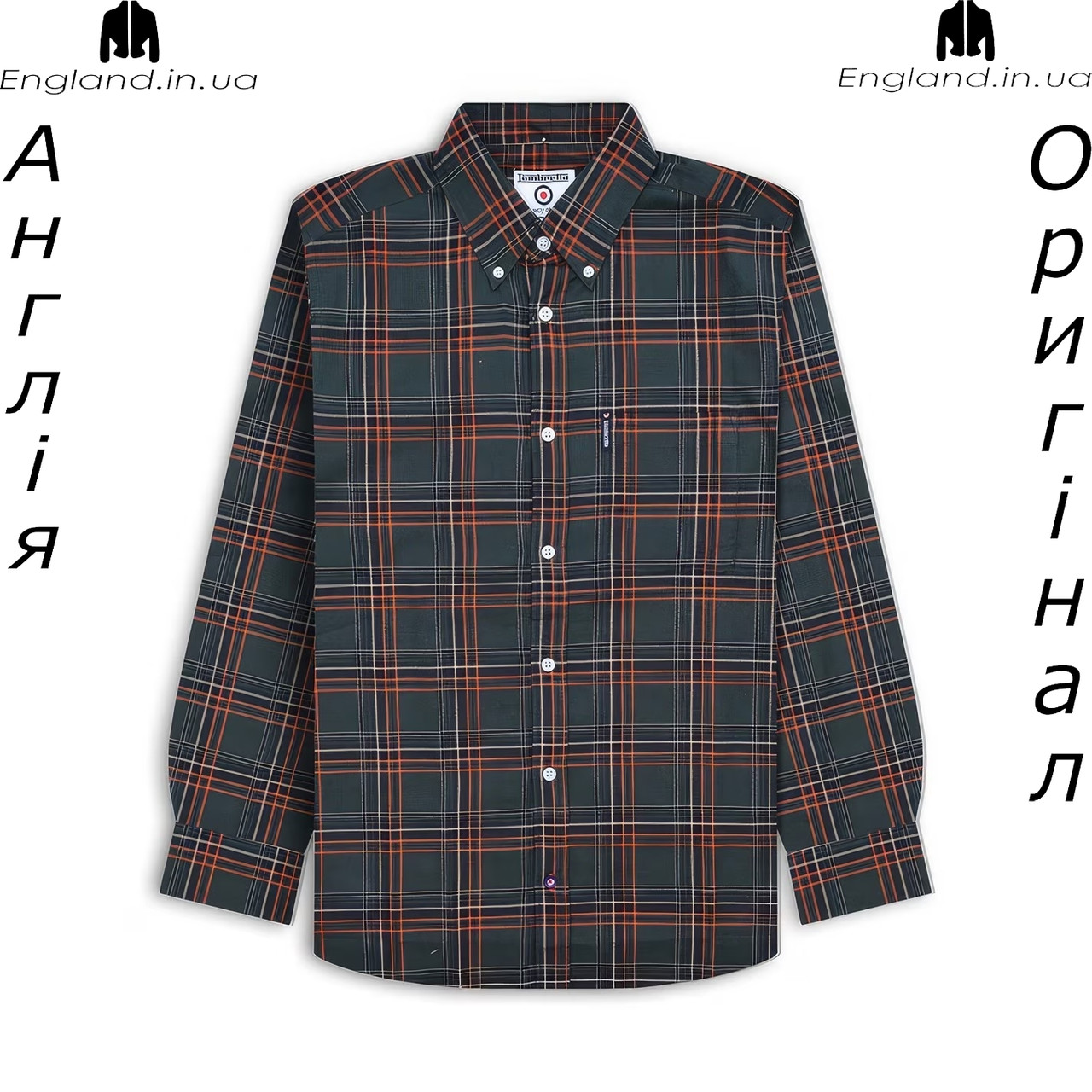 Сорочка чоловіча Lambretta (Ламбретта) з Англії - в клітинку на довгий рукав, фото 1