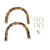 Ручки для сумки акриловые под бамбук пара 13 см с держателями трапеция