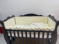 Дитяча постільна білизна 7в1. Постіль у ліжечко для малюків, колір кремовий, молочний