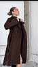 Зимове тепле актуальне двобортне пальто у шоколадному кольорі, фото 7