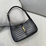 Жіноча шкіряна сумка YSL Hobo Croco через плече (Чорна), фото 5