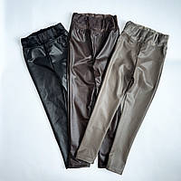 Лосіни шкіряні теплі на велюрі для дівчинки, SmileTime Dusty