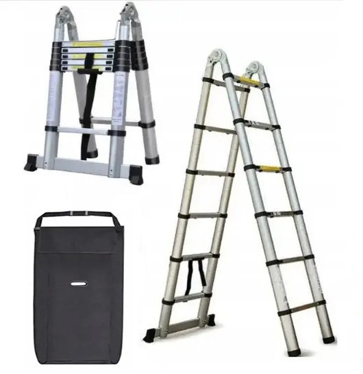 Драбина трансформер алюмінієва телескопічна розкладна, висота 3.8 м. + сумка, фото 1