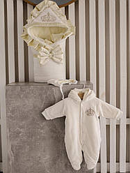 Зимовий комплект на виписку для новонародженого набір Чарівність кремовий