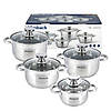 Набір каструль із нержавіючої сталі 8 предметів для індукції та газу Ofenbach KM-100004, фото 2