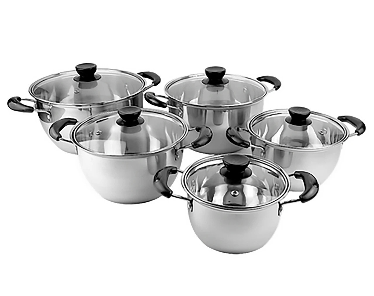 Набір каструль 5 каструль 10 предметів із нержавіючої сталі з кришками набір посуду для індукції Ofenbach KM-100007, фото 1
