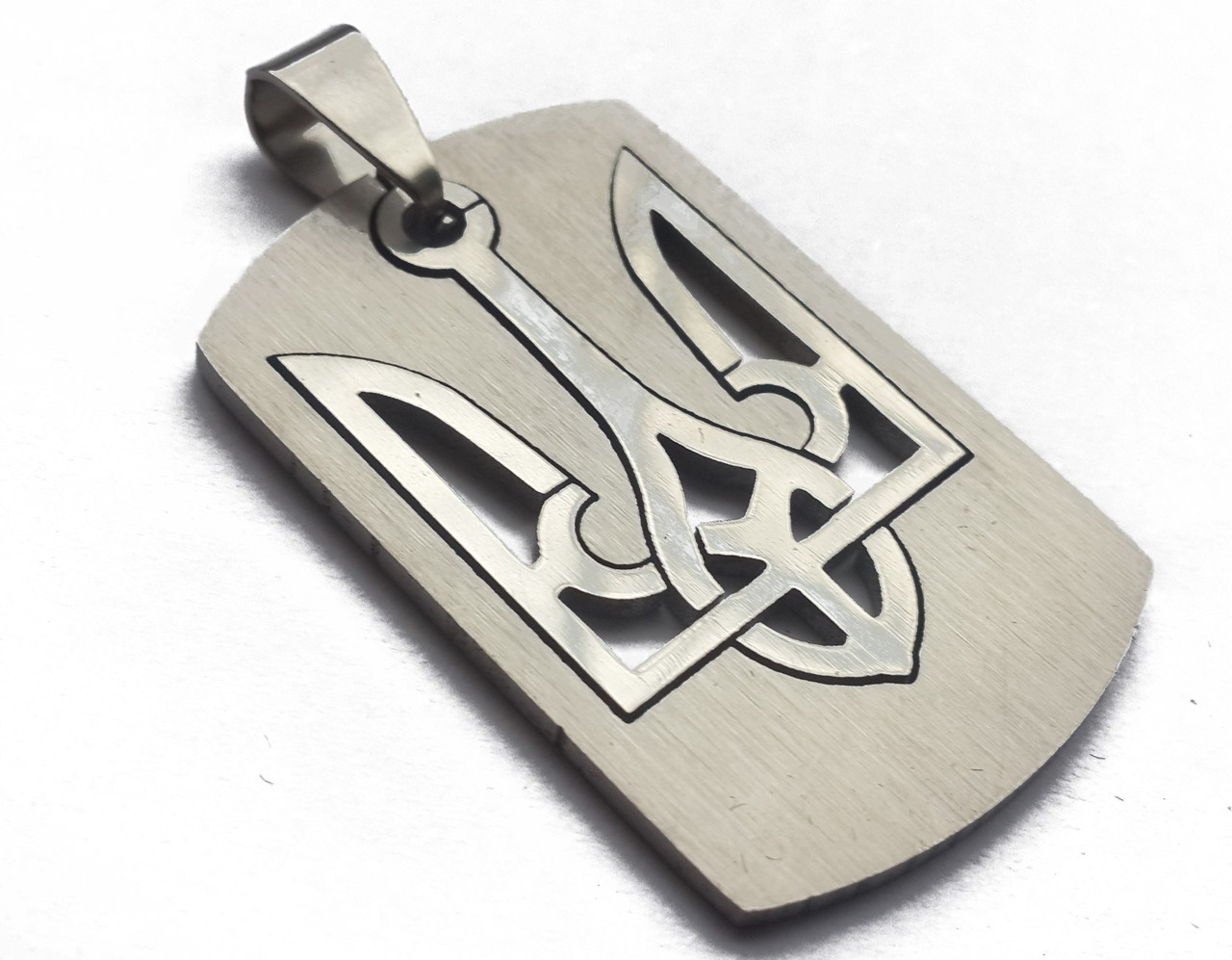 Кулон "Медальйон тризуб", з нержавіючої сталі, Розміри - 3,5х2,1х0,2 см. Кулон Тризуб України, фото 1