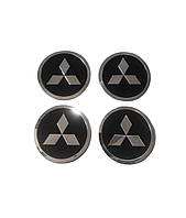 Наклейки на ковпаки Mitsubishi чорні, діам. 90 мм