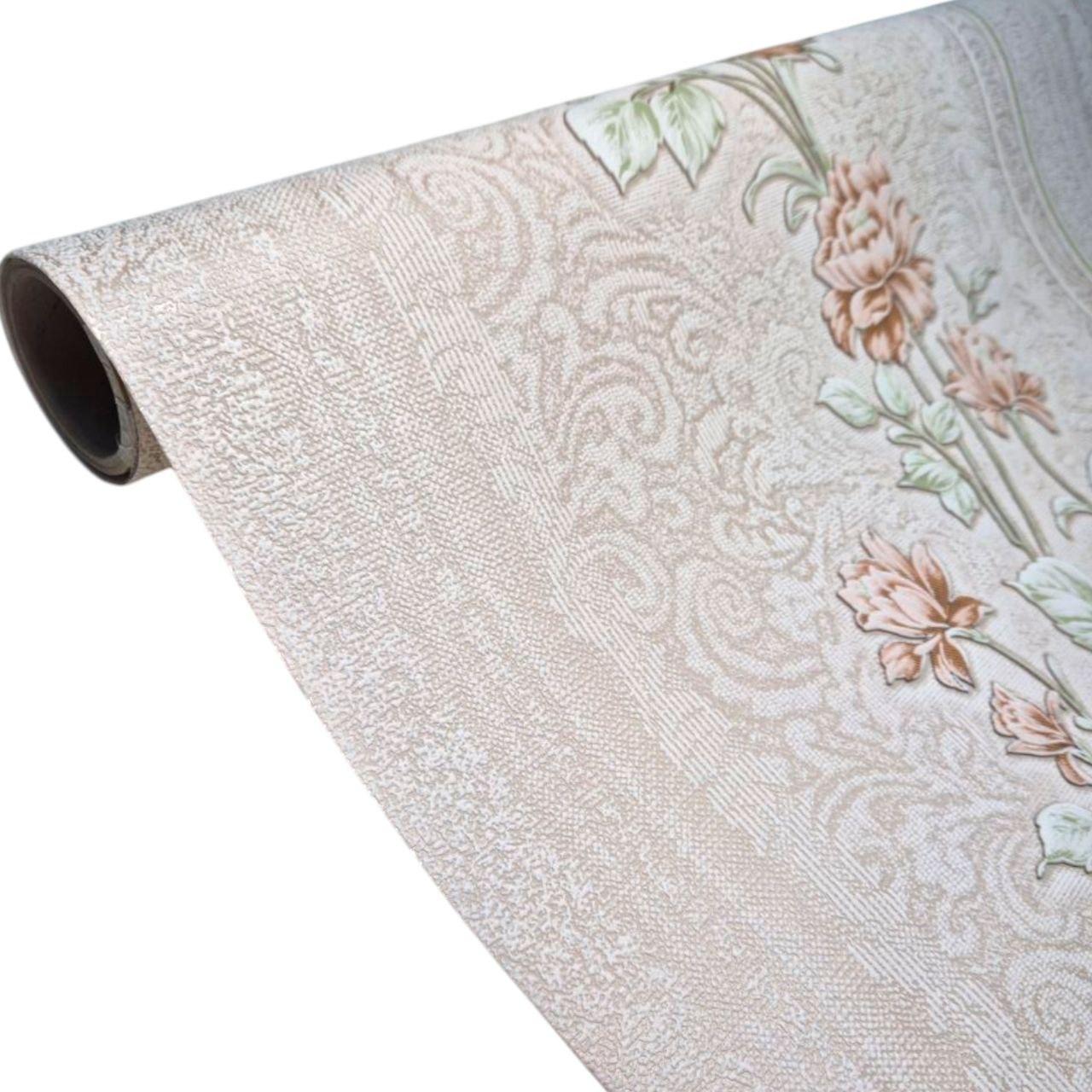 Шпалери вінілові флізелінові 10.05×1.06 м Слов’янські 33686-02, пісочні з квітами в спальню, коридор, зал, вітальню,кімнату, фото 1