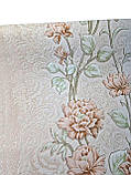 Шпалери вінілові флізелінові 10.05×1.06 м Слов’янські 33686-02, пісочні з квітами в спальню, коридор, зал, вітальню,кімнату, фото 3