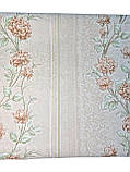 Шпалери вінілові флізелінові 10.05×1.06 м Слов’янські 3686-04, салатові з бежевими квітами в спальню, коридор, зал, вітальню, фото 5