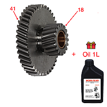 Шестерня подвійна (41/18 зубців) для промислової м'ясорубки мод.12-22 Fimar-Sirman-Fama-Apach-Everest-Equip та ін.