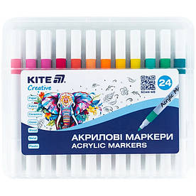 Акрилові маркери 24 шт Kite Creative круглі