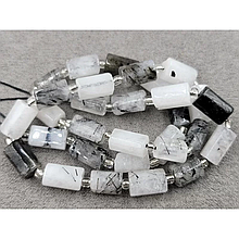 Намистини Рутиловий кварц 7*11мм, колір чорний