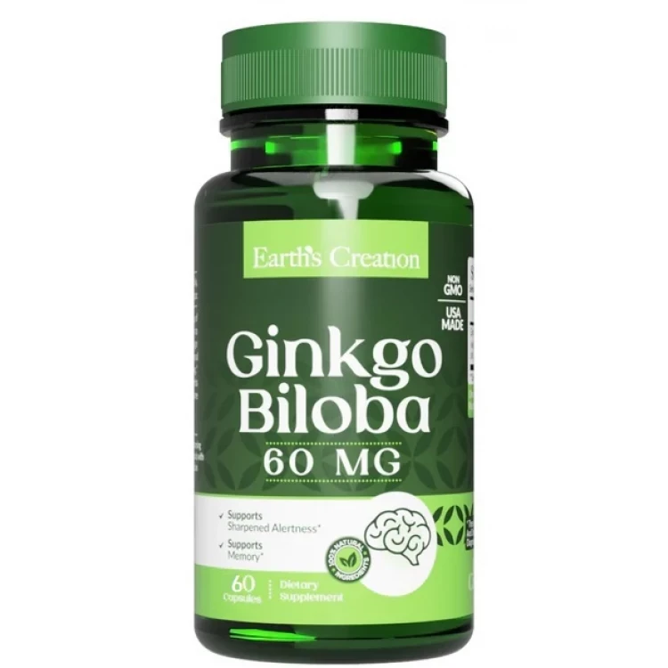 Рослинні екстракти Earths Cre Ginkgo 60mg softgel 60 Softgels