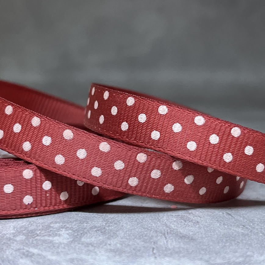 Репсова стрічка у горох 1 см, колір- коричнево-червоний, арт 017660, 1 метр, Різнокольоровий, фото 1