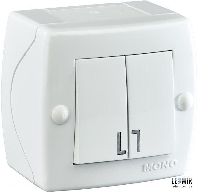 Вимикач двоклавішний, Mono Electric, OCTANS IP20 (білий), фото 1