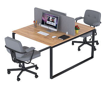 Письмовий стіл 2 місця 120х140 см ND-2 ніжки метал чорний TM Loft design