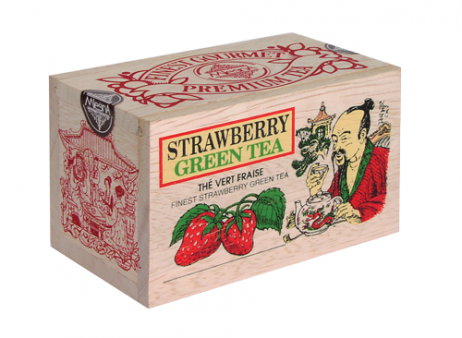 Зелений чай Mlesna "Strawberry" (Полуниця) дерев'яна коробка 100 г, фото 1
