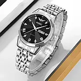 Skmei 2291SIBK Silver-Black Чоловічий годинник з індикацією дати та дня тижня зі сталевим браслетом., фото 4