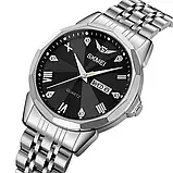 Skmei 2291SIBK Silver-Black Чоловічий годинник з індикацією дати та дня тижня зі сталевим браслетом., фото 2