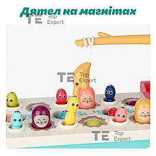 Іграшка розвиваюча Монтессорі Magic Box 8 в 1 бізіборд для дітей магнітна риболовля сортер стуковка - Рожева, фото 6