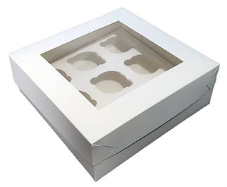 Коробка на 9 капкейків з вікном біла