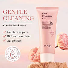 Пінка для вмивання з екстрактом троянди та гіалуроновою кислотою Bioaqua Rose Hyaluronic Acid Cleanser 100 г, фото 3