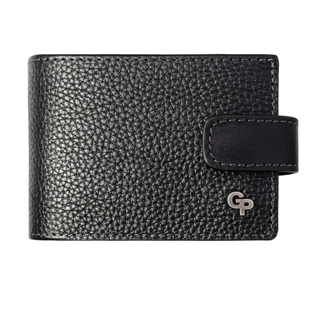 Стильный мужской кошелек натуральная кожа черный Арт.5197/1010 "GP" Італія - (Україна), фото 1