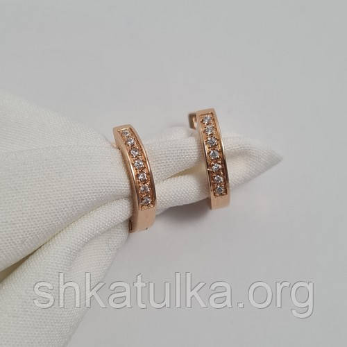 Сережки конго із золота з білими фіанітами, фото 1